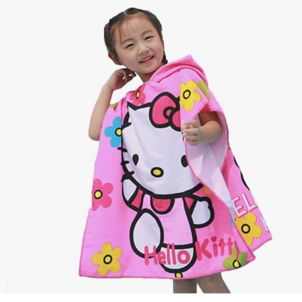 50%off w❤️ Hello Kitty Beach bath hooded Towel Leezeshaw 3D  Towel Fast Dry NWT
